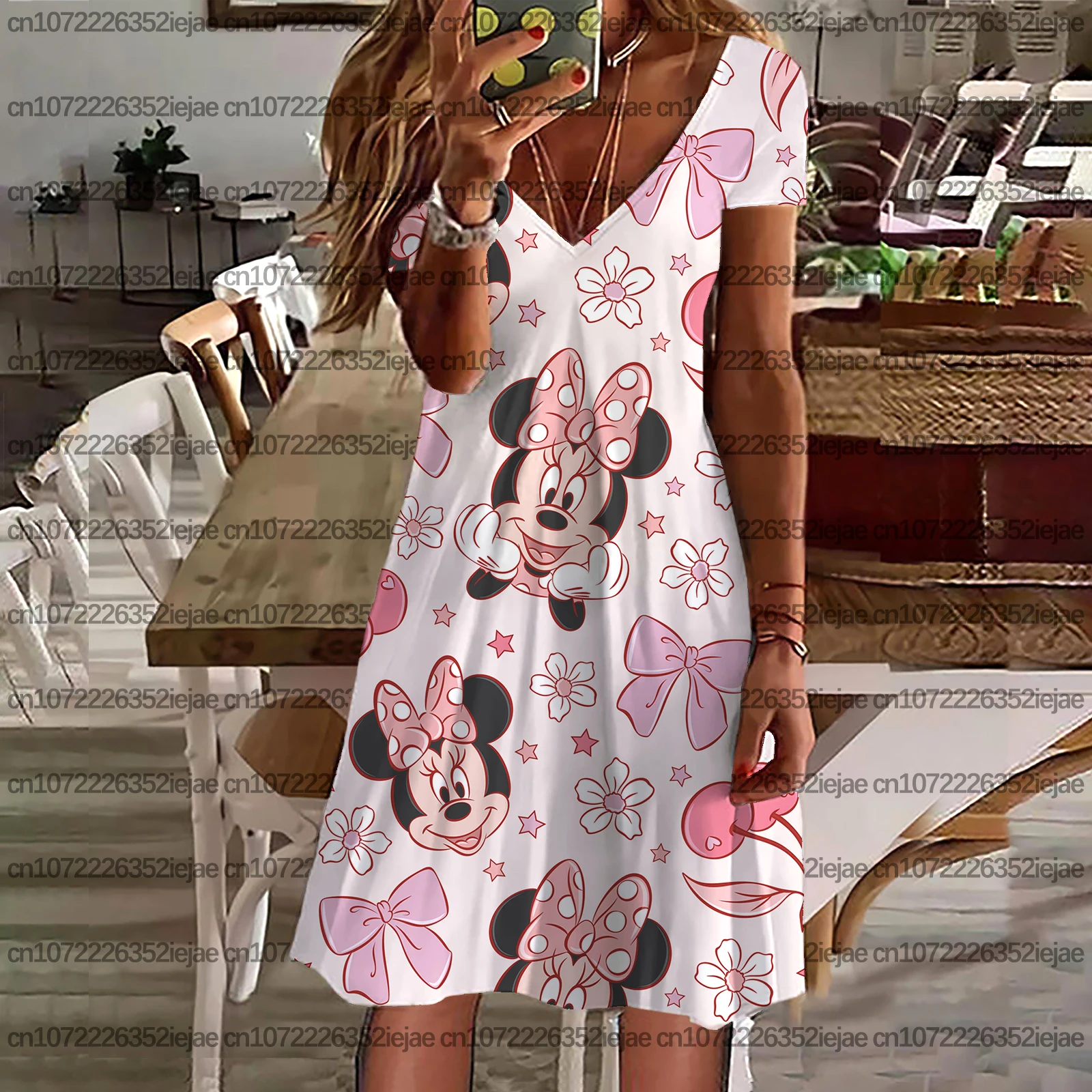 

Женское платье-комбинация, богемное пляжное платье, женское повседневное свободное платье с принтом Микки Мауса Диснея, крутой отпускной топ
