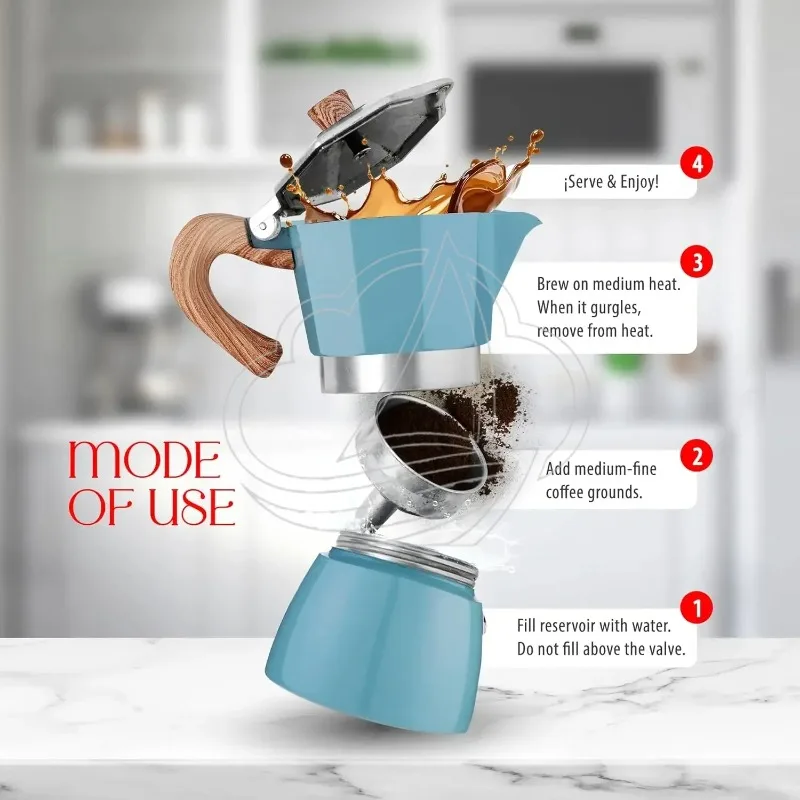 150/300ML Italian Aluminum Moka Pot Portable Coffee Maker Suitable For Home Outdoor Camping Brewing Tool