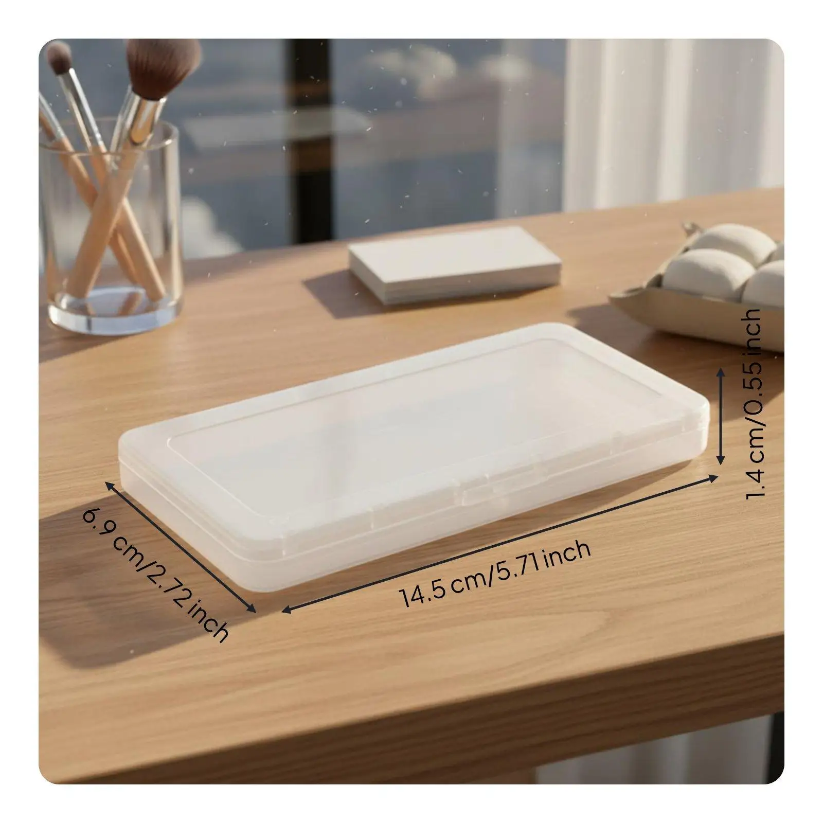 Card Storage Case Slim Clear Plastic Box Organizer with Lid Durable PP Container for Business Cards and Components