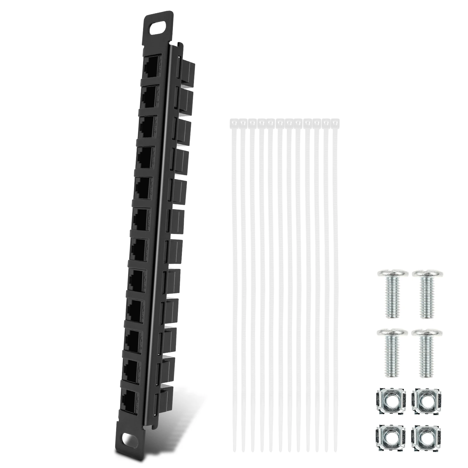 DeskPi Rackmate Accessories 10inch 12 Port Blank Keystone Patch Panel, Cable Management Rack for T0/T1/T2 Server Cabinets