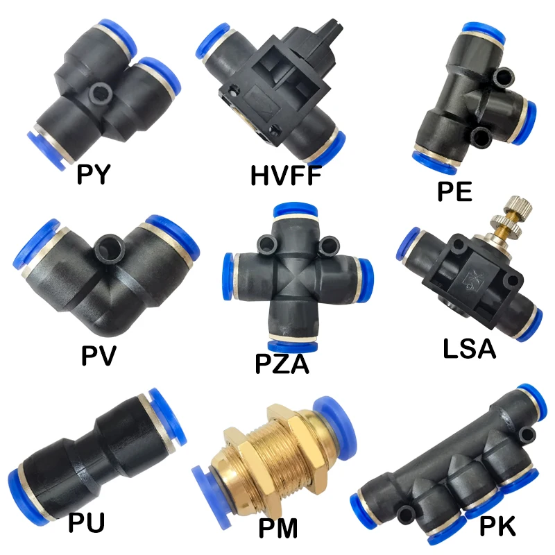 Pneumatic Fitting Pipe Connector Tube Air Quick Fittings  PE PV PU PY PK PM LSA HVFF PZA Connectors4/6/8/10/12/16MM