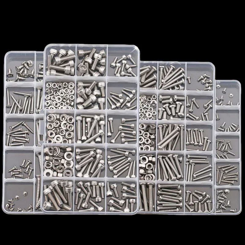 Cross Phillips Truss / Flat / Round Head Machine / Self Tapping Screws / Hex Socket Head Cap Allen Bolt Nut Washer Set Kit Box