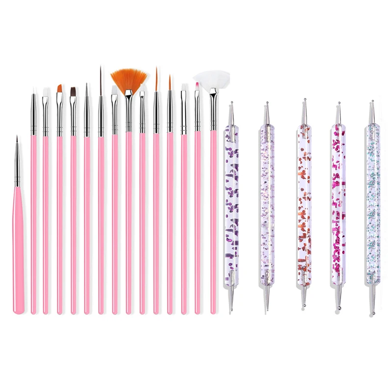 15 pçs/set escova da arte do prego ombre escovas uv gel unha polonês escova pintura desenho escultura caneta conjunto para manicure diy ferramentas