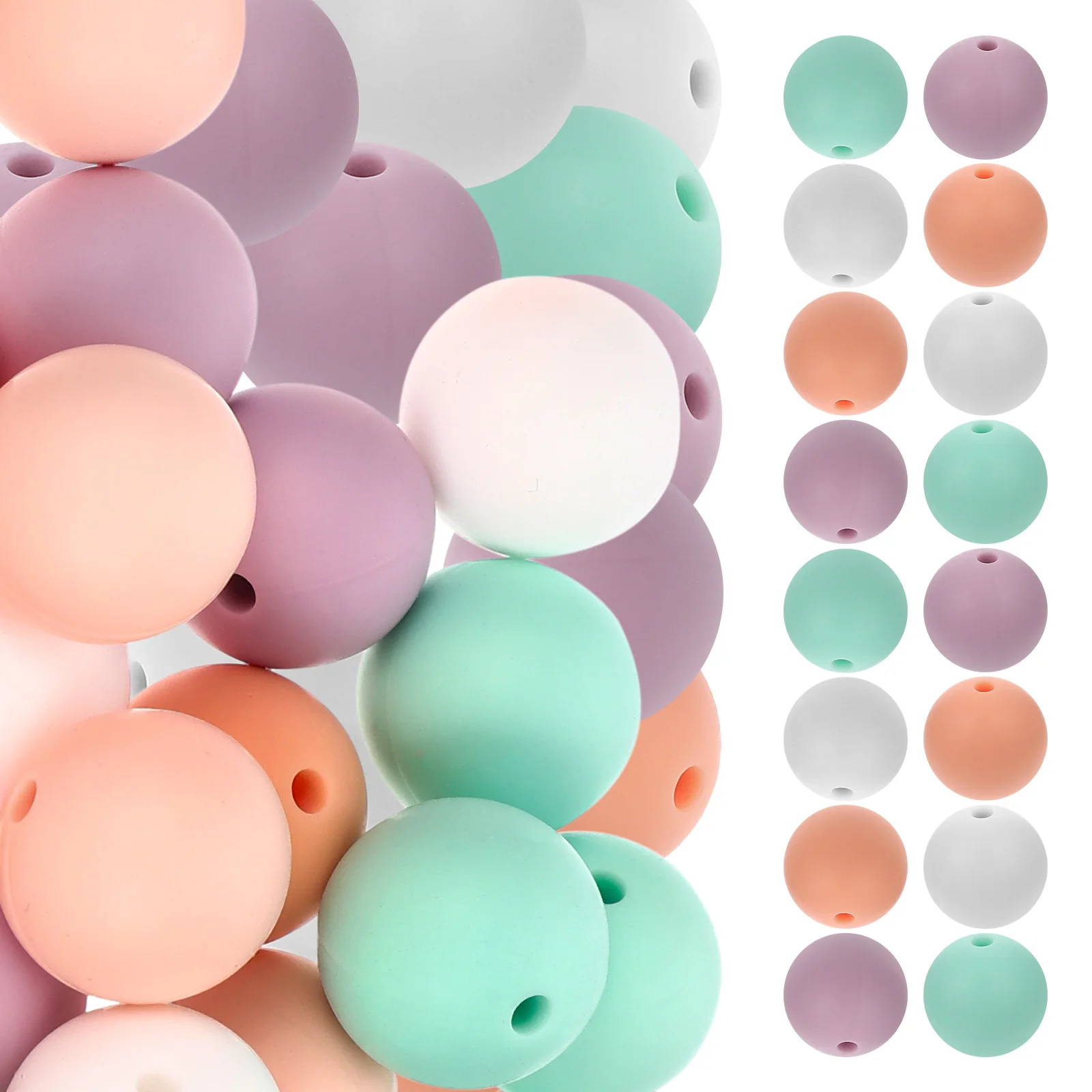 

50 Pcs Silicone Beads Elegant DIY Jewelry Supplies Round Mysterious Style Teething Toy Silica Gel