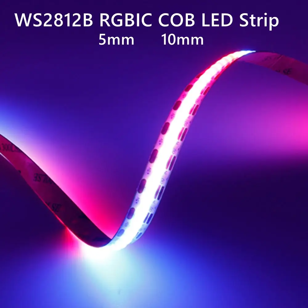 WS2812B RGBIC Individually Addressable COB LED Strip WS2812 High Density 60/100/160Leds/m 5mm/10mm COB Led Light DC5V