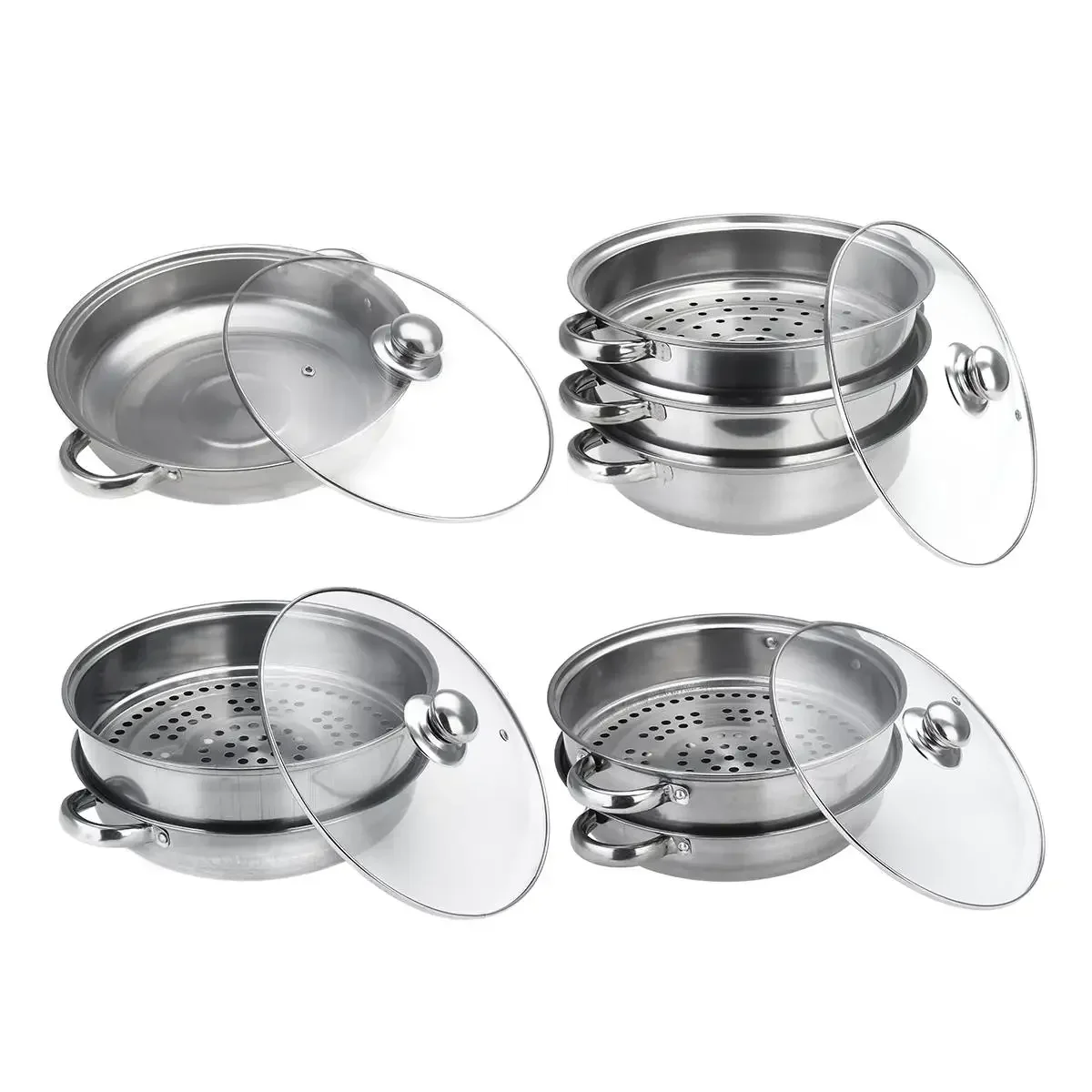 2 Layer Stainless Steel Pots Stockpot Hotpot Induction Steaming Food Steamer Pan Household Cooking Pot Kitchen Steamer Cooker