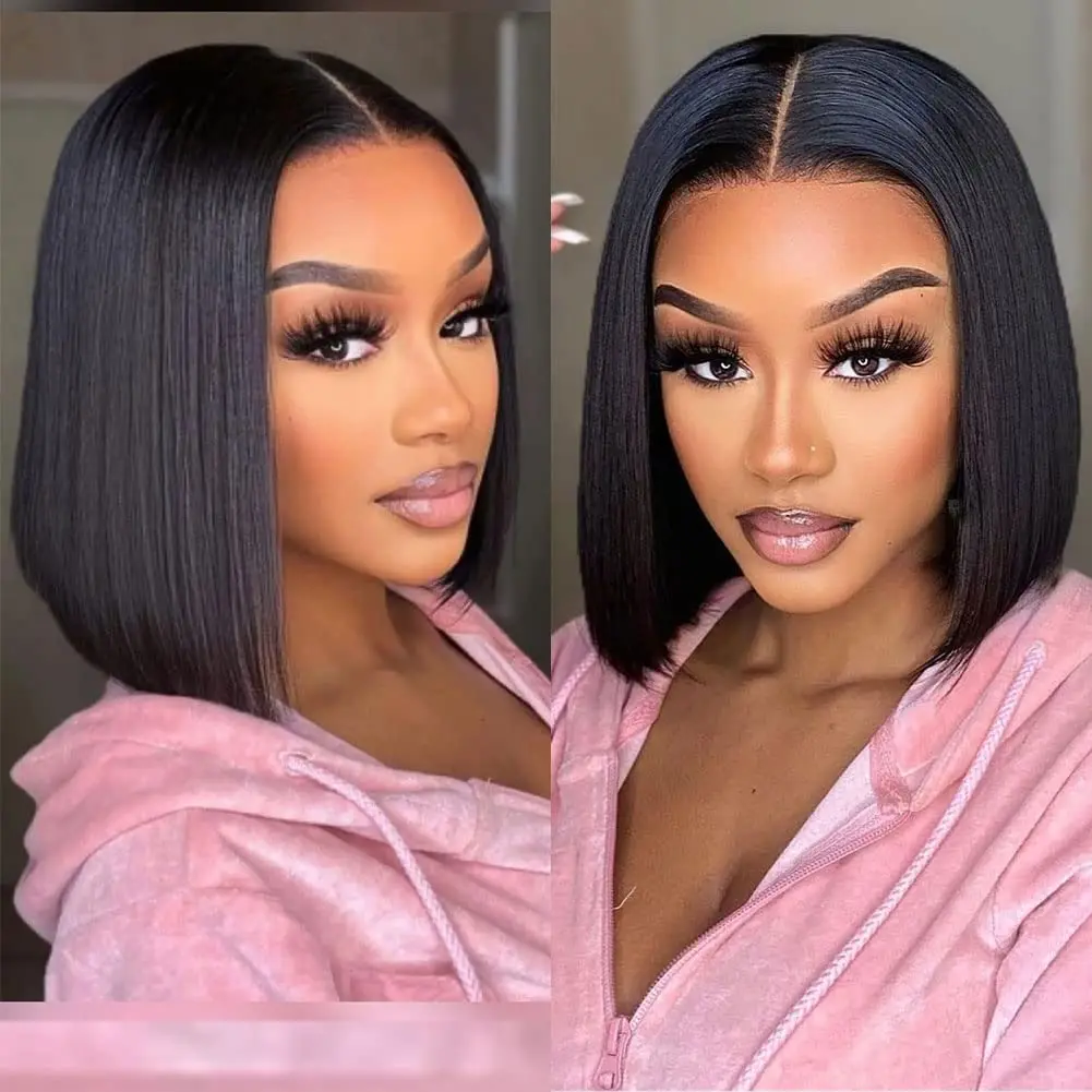 Short Bob Wigs Black Straight Hair for Women Middle Part Straight Hair  synthetic Wigs African Female  Daily