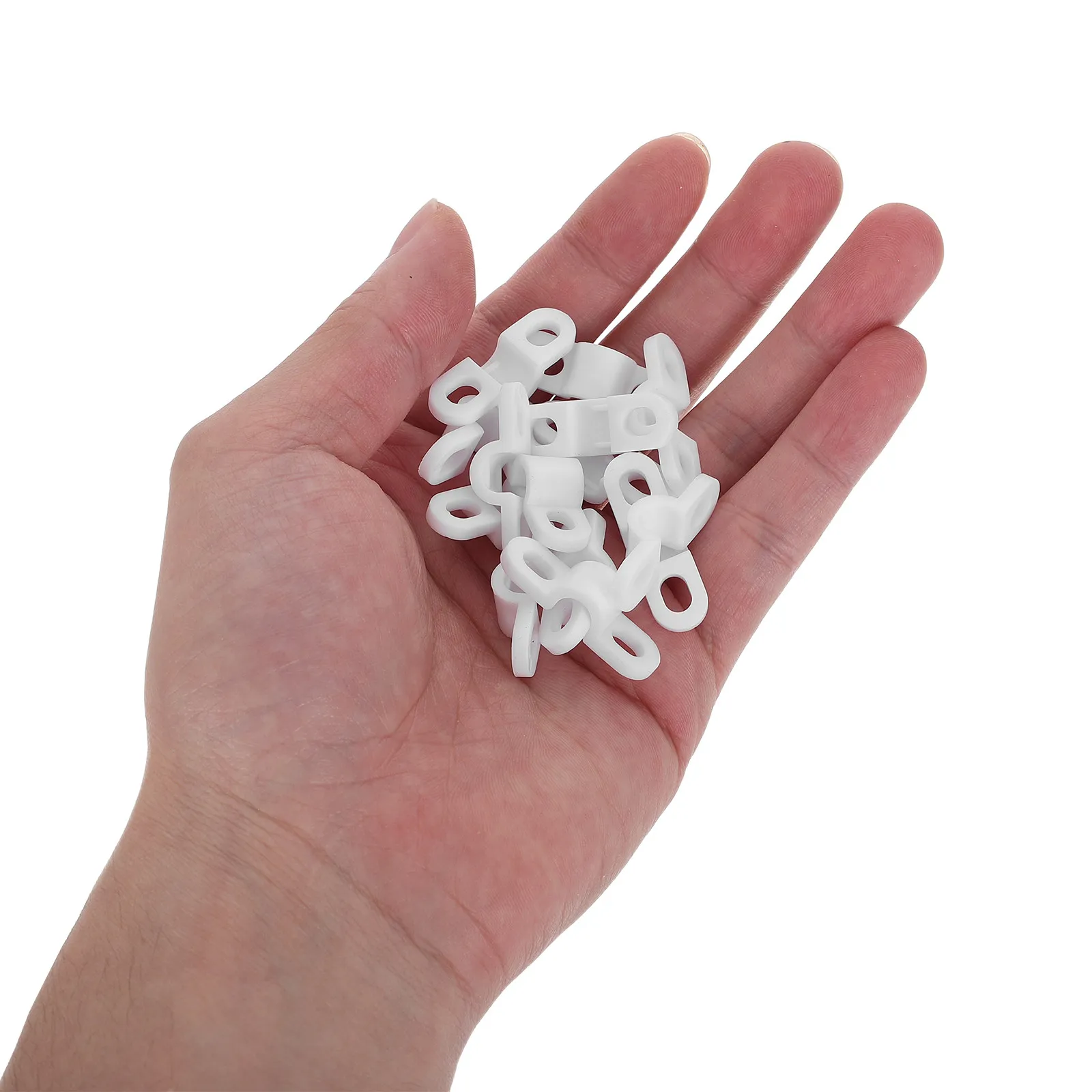 100Pcs Wire Clamp Organizer White 1.2x0.4x0.3in Desk Cable Clip Home Office Cable Management Power Cord Fastener Wire Fastener