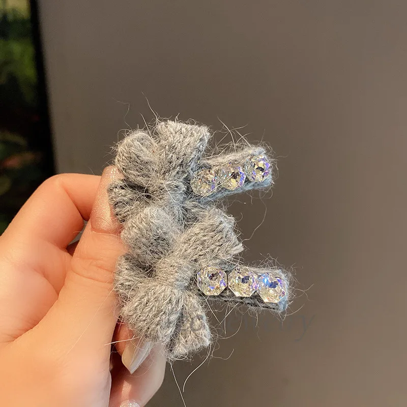 

Hair Bow Clips for Women Girls Grey Bowknot Clips Wool Knitted Bow Knot Hair Clip Barrette for Thin Thick Hair Accessories