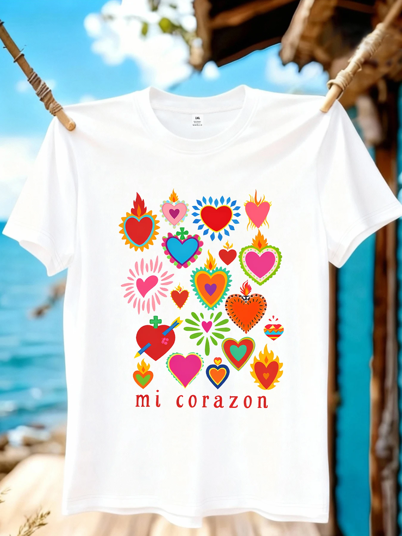 

【WZM10940】Love print plus size women's round neck summer casual short sleeved street fashion versatile plus size T-shirt