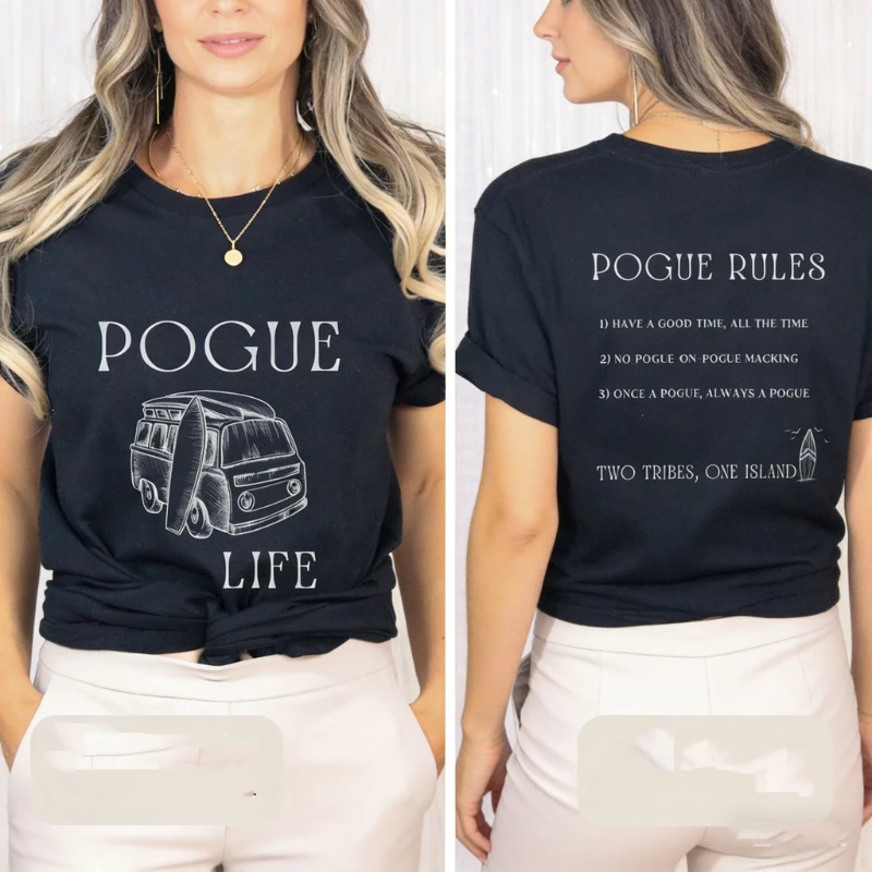 Pogue Fan Life Shirt Outer Banks Gift for Fans Rules Unisex Tee Commuter All-match Printed T-shirt Tops Casual Short-sleev