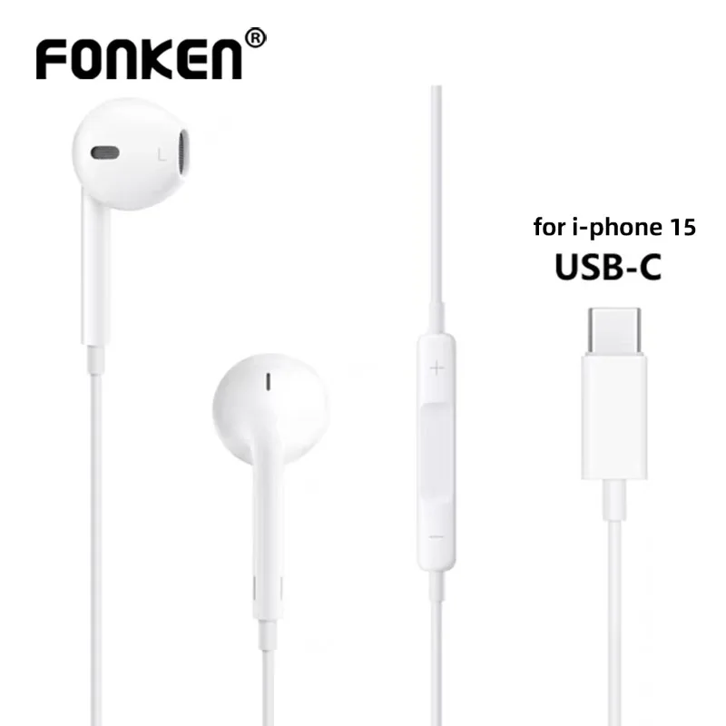 Type C Wired Earphones For Apple ios 15 Pro Max In-Ear With Mic For Sumsung Onepuls Xiaomi Redmi Huawei USB C Music Earpbuds
