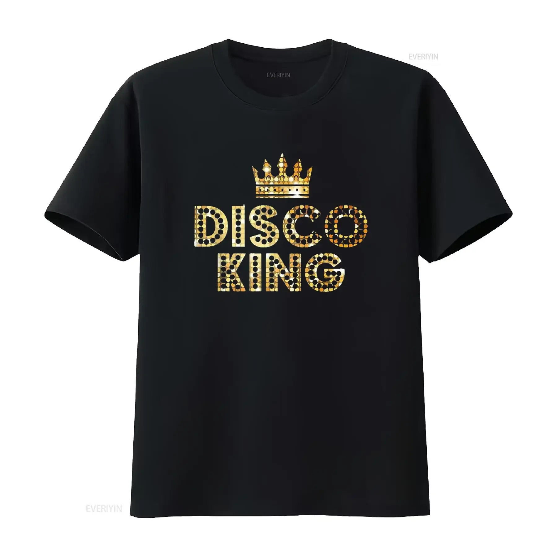 Disco King Funky Vintage 70s 80s camiseta para fiestas de baile negro 4X grande vintage lavado homme streetwear versátil