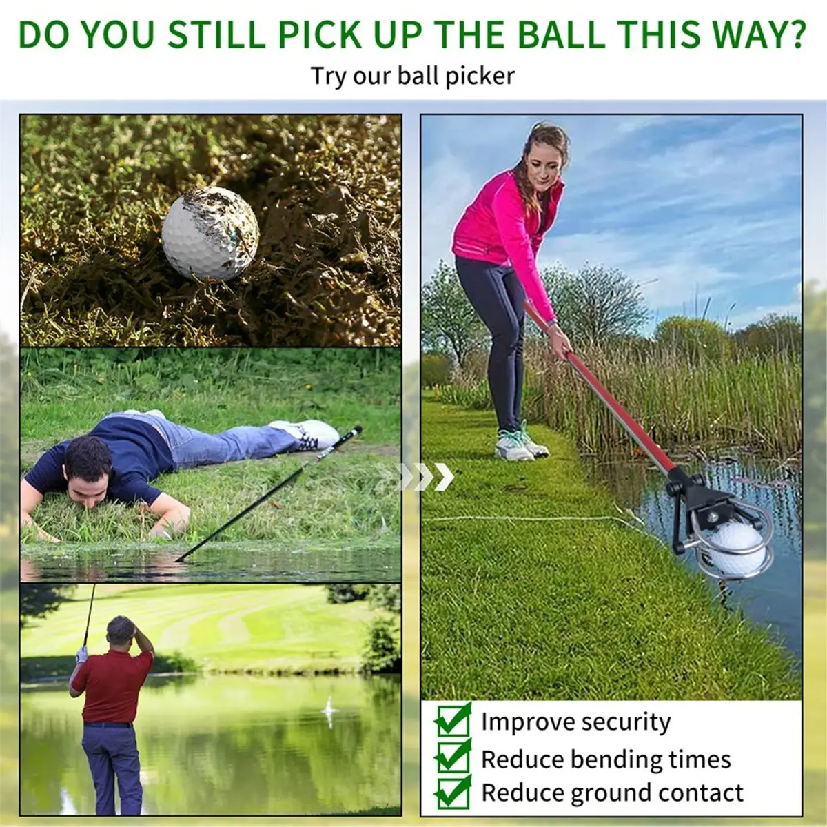 Gran descuento en recuperador de pelotas de golf con eje telescópico de aluminio, rojo, se extiende hasta 183 cm