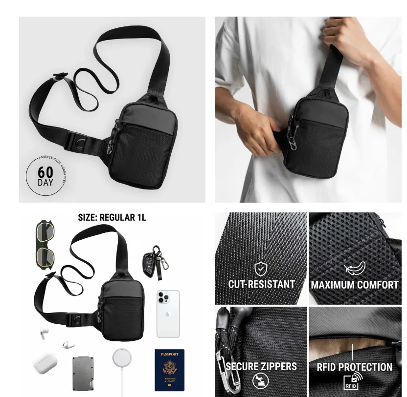 Mini sac bandoulière RFID vue 4