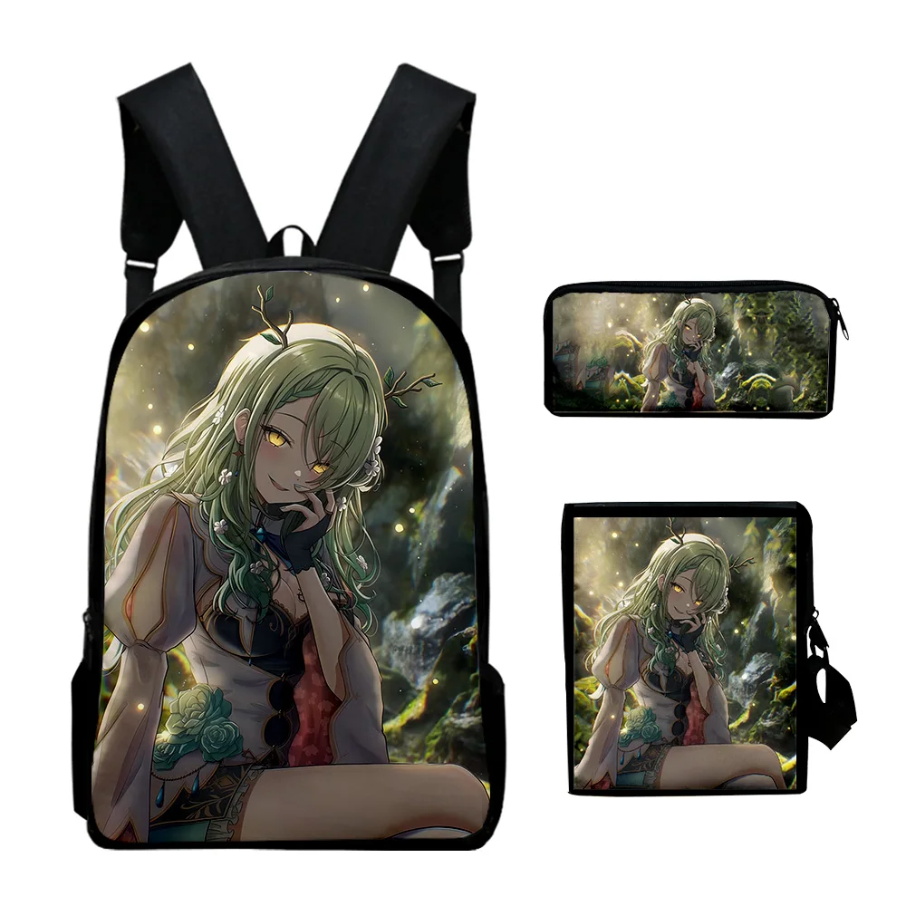 Hip Hop Youthful Hololive VTuber Ceres Fauna 3D Print 3pcs/Set Travel bags Laptop Daypack Backpack Shoulder Bag Pencil Case