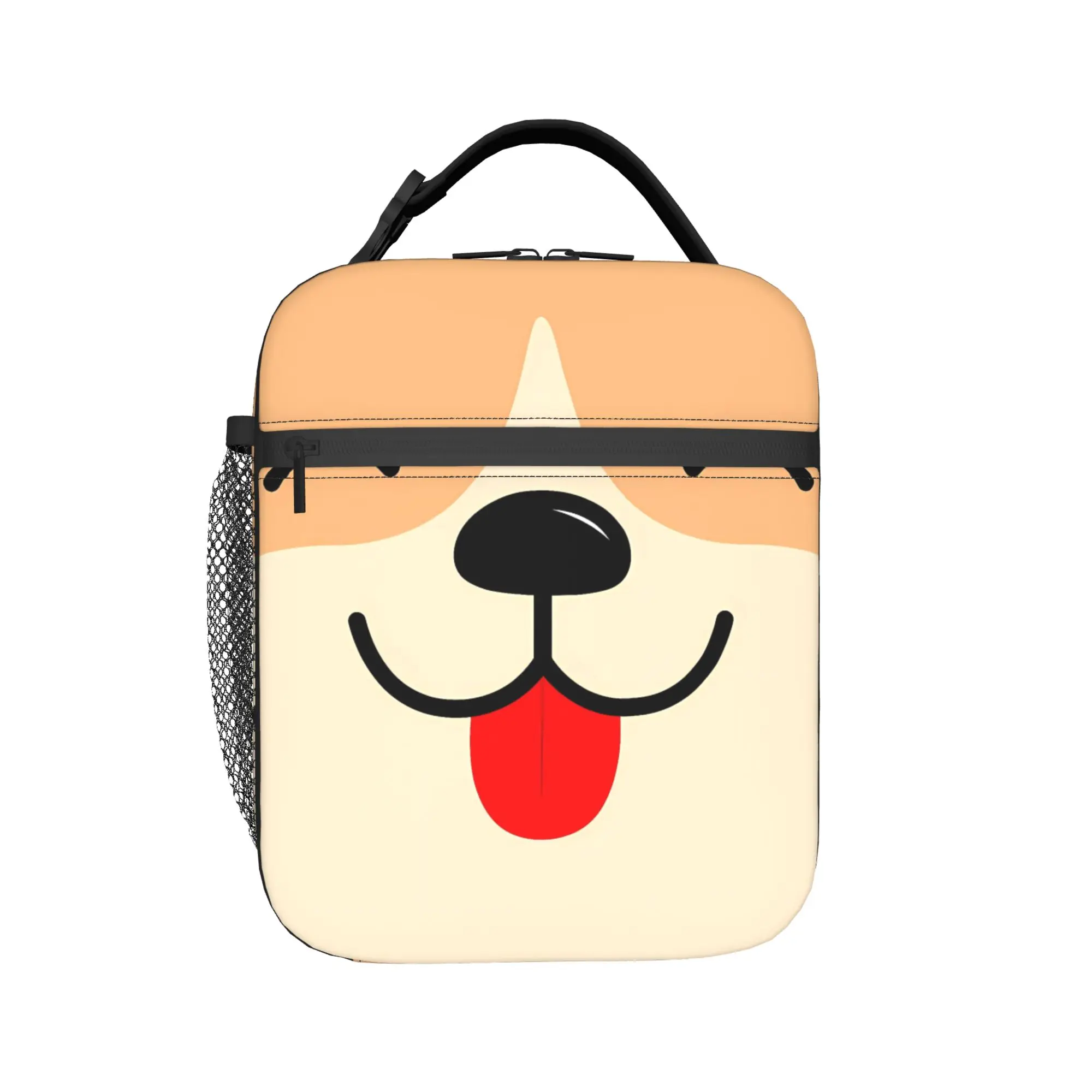 Smiling Light Brown Puppy Face Lunch Bag For Men  Graphic Design Travel Lunch Box Retro Portable Oxford Cooler Bag