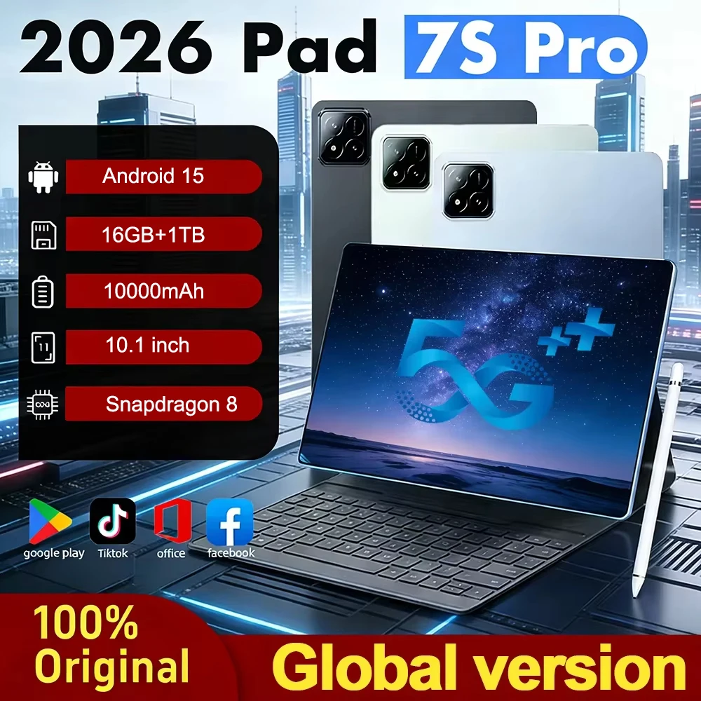

Global Original Pad 7S Pro NEW HOT Tablet Snapdragon 8 Gen3 10.1inch Android 15 16GB+1TB 10000mAh 5G Dual Card WiFi GPS Tab