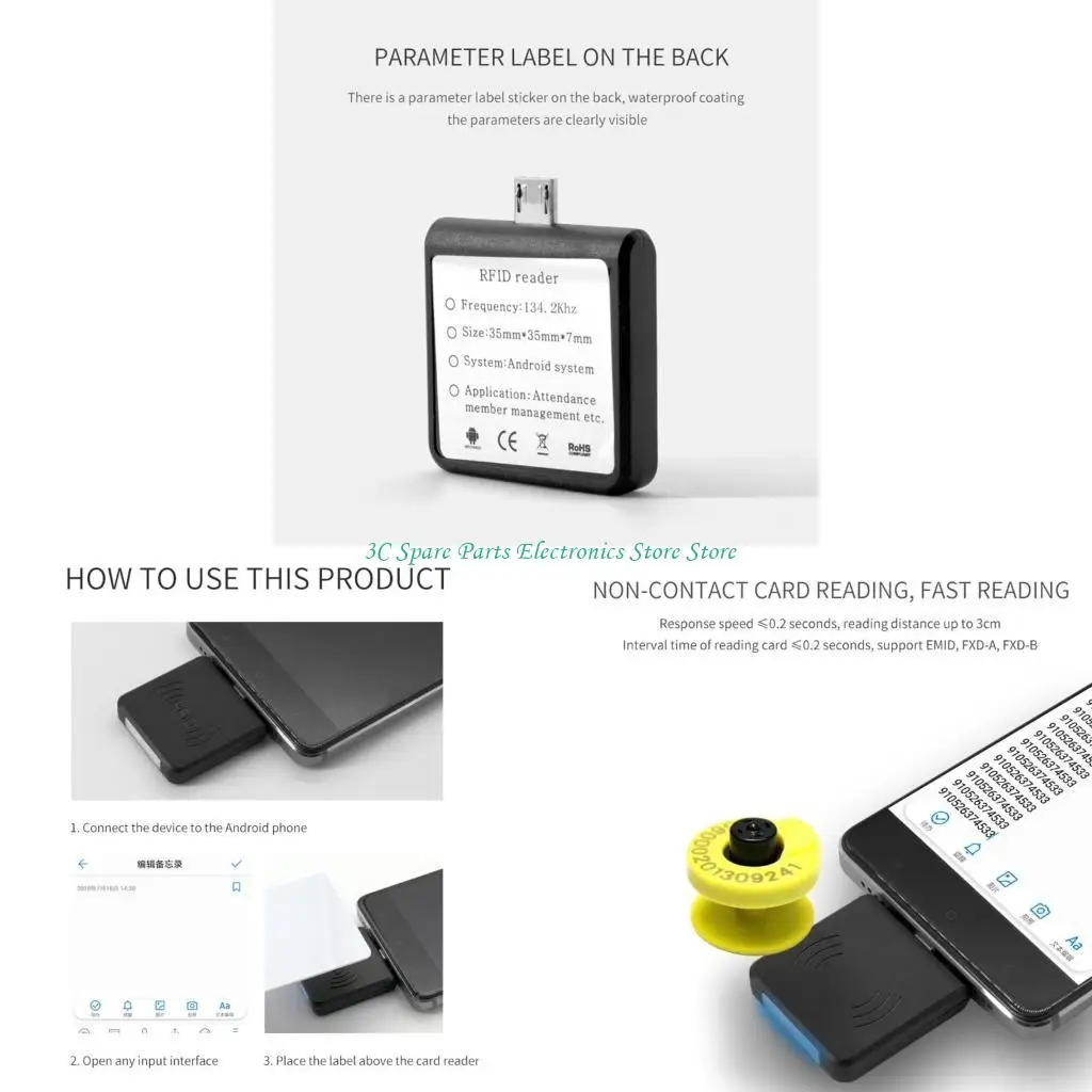 

SZ Pet Microchip Scanner RFID Card Reader W86 134.2KHZ Animal for Smart Chip Ac