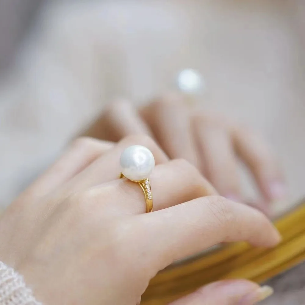 

DIY Pearl Ring Accessories S925 Sterling Silver Ring Empty Set Fashion Gold Silver Jewelry Set Fit 11-13mm Circle Z212