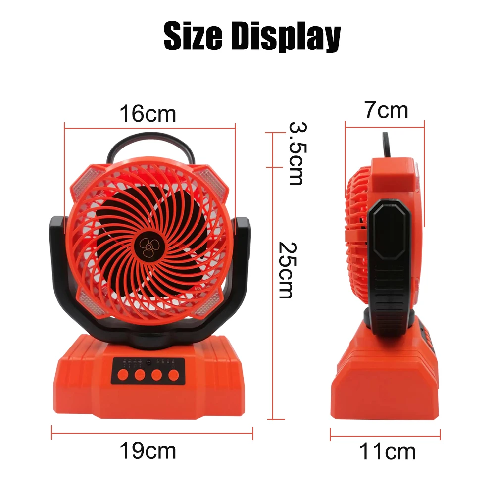 Portable Electric LED Fan Light Outdoor 20000mAh camping with hook USB charging desk fan for Hiking Fishing Picnic Emergency