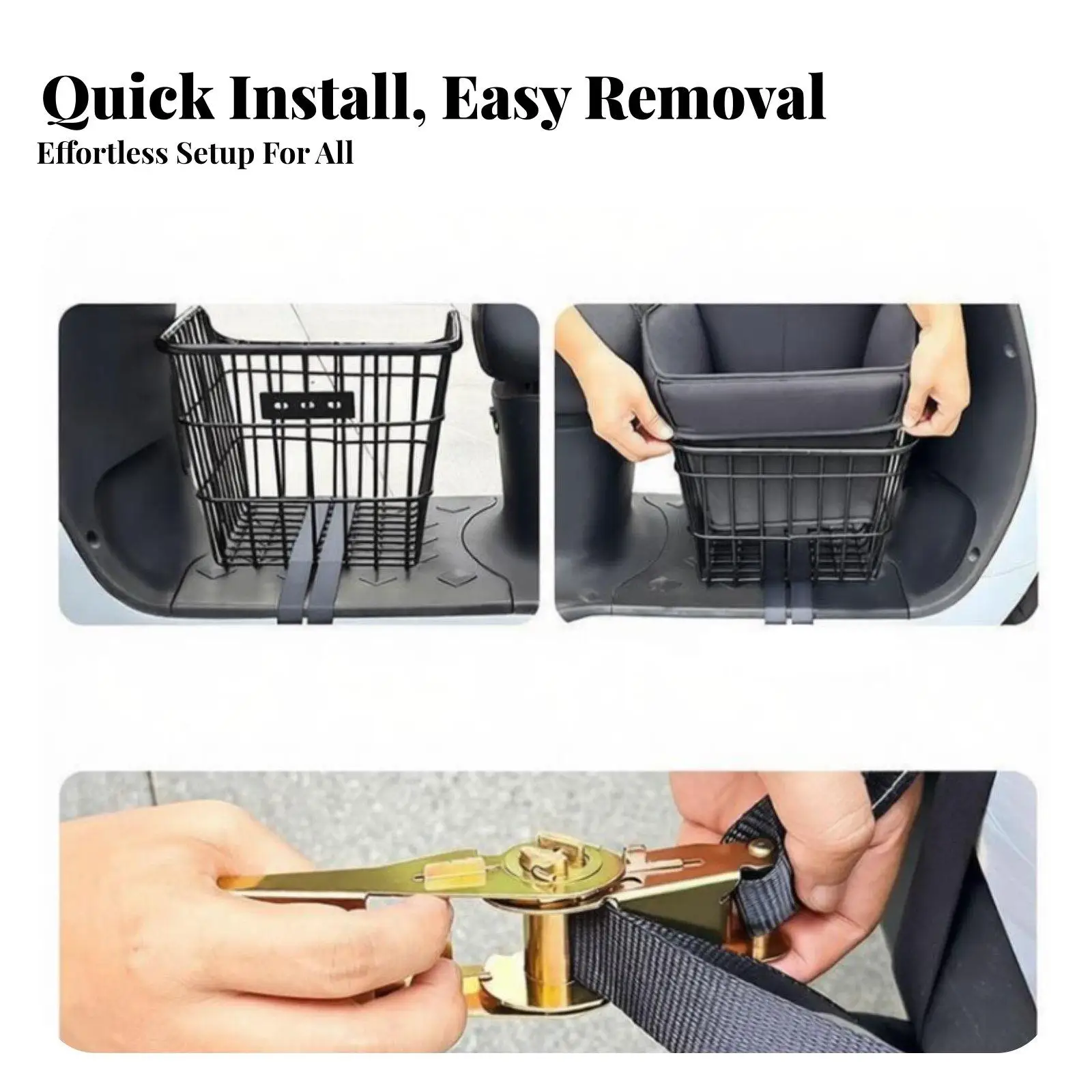 Steel Bicycle Basket Pet Carrier for Dog with Wide Straps Tensioner for Front Mount Electric Bike Scooter Motorcycle Travel