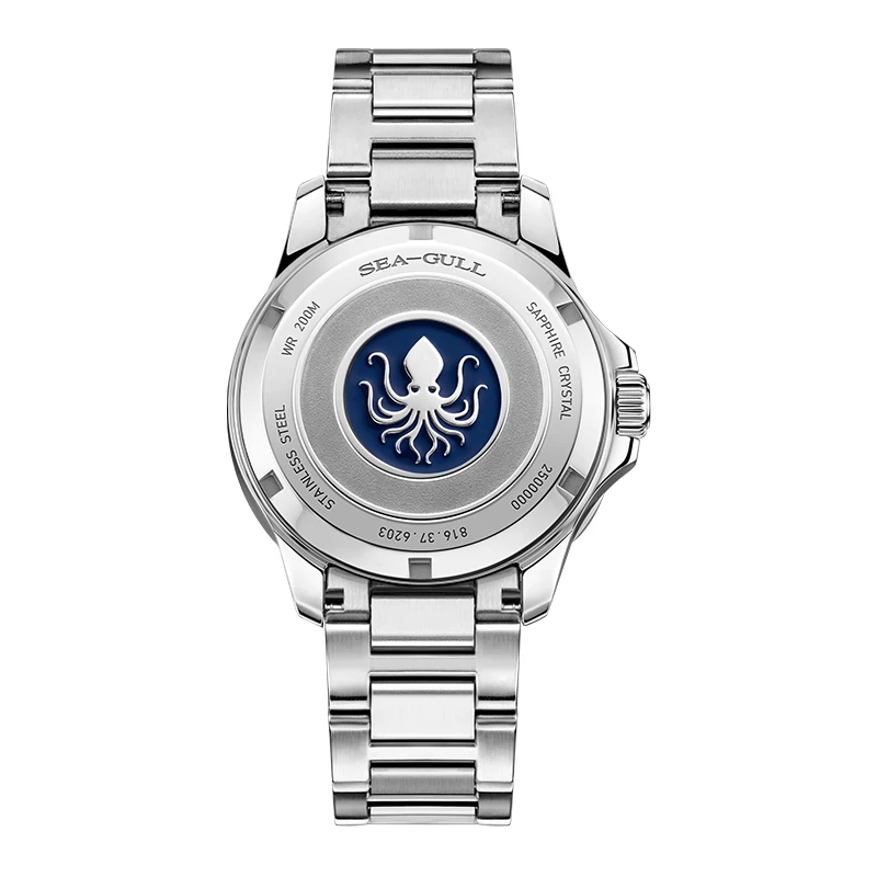 النورس المحيط سلسلة التلقائي رجل ساعات المعصم الميكانيكية موجة الهاتفي التقويم 200 متر مقاوم للماء مضيئة ساعة الغوص reloj 6203