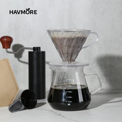 Pour Over Coffee Dripper Set 600ml Glass Server V02 Funnel Drip Maker Brew Cup Coffee Set with Filter Paper