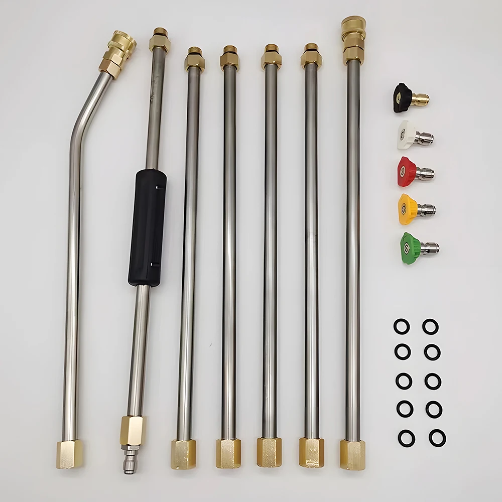 Набор удлинительных палочек для мойки высокого давления, 1/4 дюйма, быстроразъемный изогнутый стержень на 30 градусов