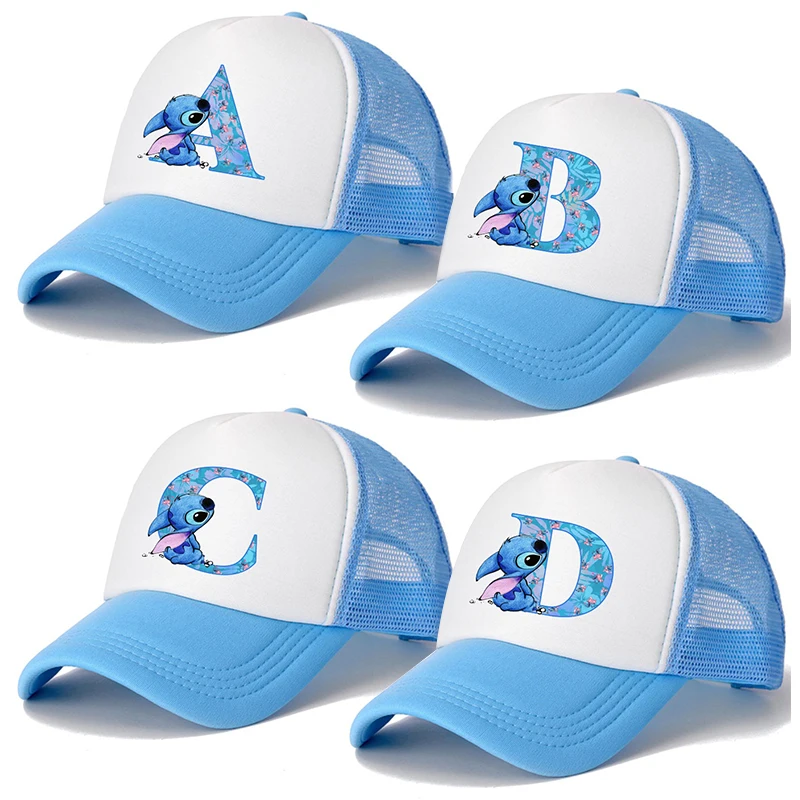 

Lilo Stitch Kid Letter Hat Summer Baseball Cap Breathable Mesh Sun Hat Boy Girl Adjustable Sun Protection Hat for Party Outdoor