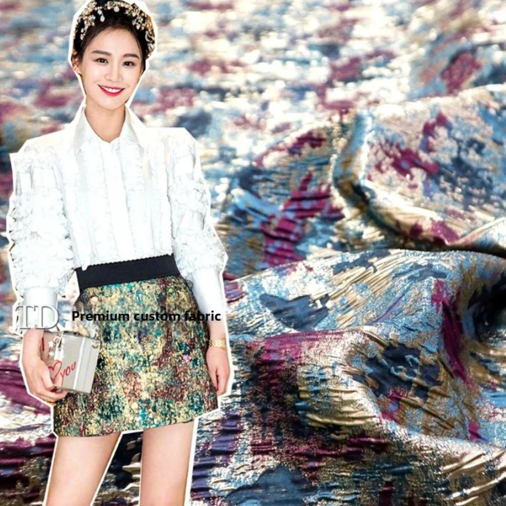 

Золотая проволока, парча, жаккардовая ткань, цветочная пряжа, окрашенный костюм, пальто, ветровка, одежда, европейский бренд, модный дизайн, оптовая продажа ткани