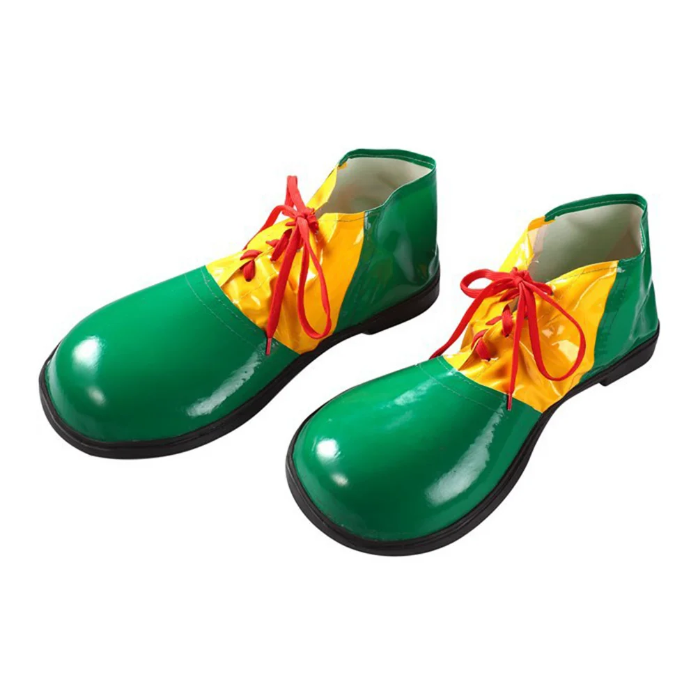 Botas de palhaço Halloween para adultos, vestido unissex, fantasia de comédia, suprimentos para eventos de festa, verde, 1 par