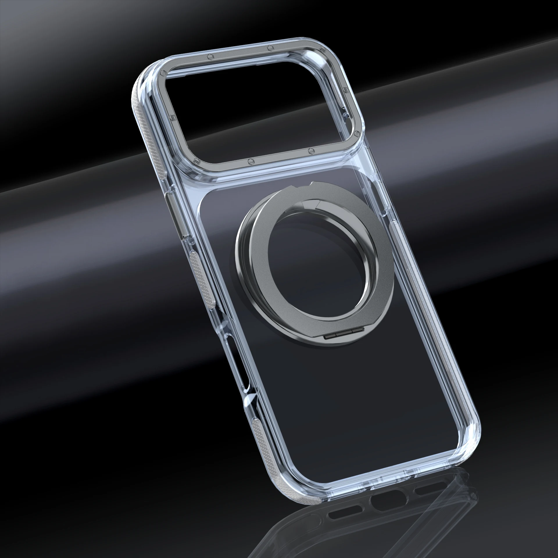 Etui na iPhone 18 Pro / 18 Pro Max Przezroczyste z Obrotową Magnetyczną Podstawką, Pełna Ochrona Ramy, Odporne na Wstrząsy, Hybrydowe Etui — zdjęcie produktu 4