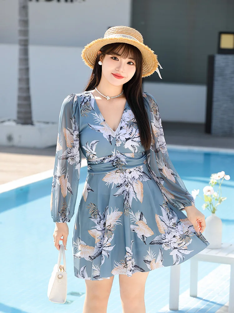 

Женский купальник больших размеров (до 136 кг) с длинным рукавом, термокостюм для спа, в ретро-стиле, с эффектом похудения, защита от солнца