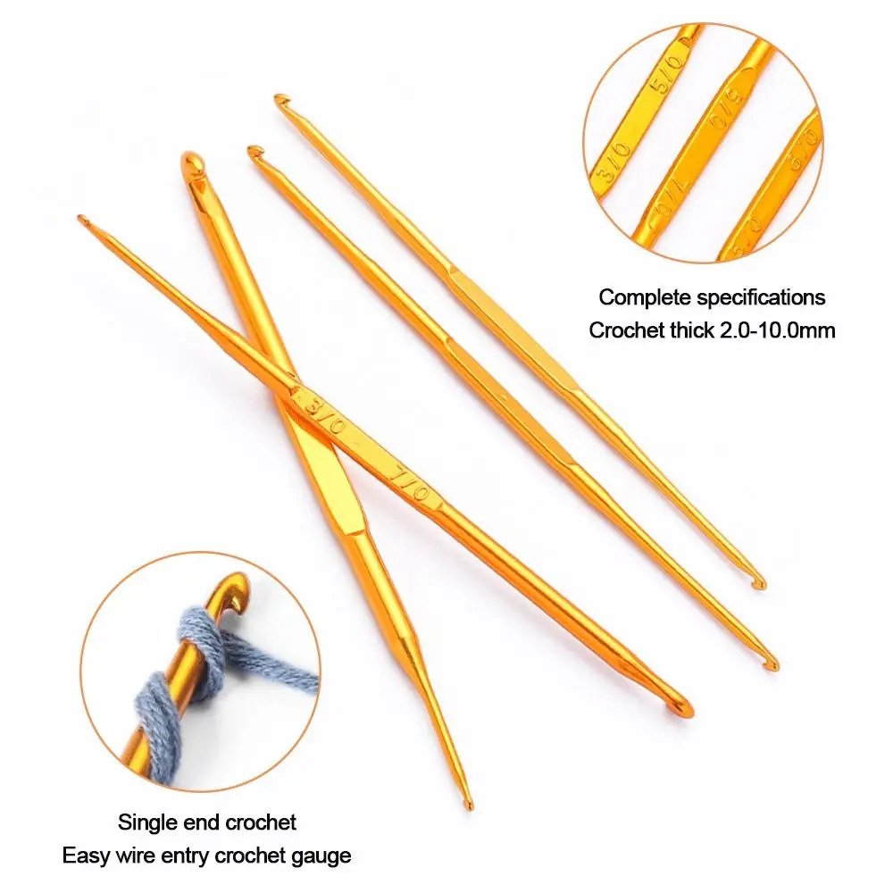 New Gold Double End Crochet Hooks Aluminum Multisize Crochet Needles Knitting Needles Blanket Shawl