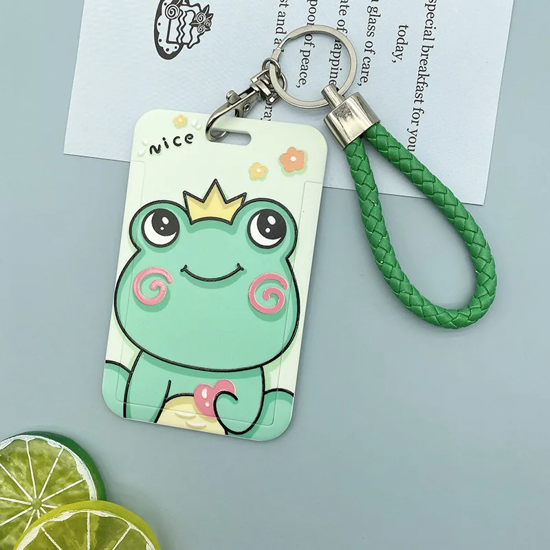 Cute Student Card Cover Set Girl Bus Card Access Card Badge Holder Lanyard Long Rope Neck Strap Lanyard Badge Protective Sleeve