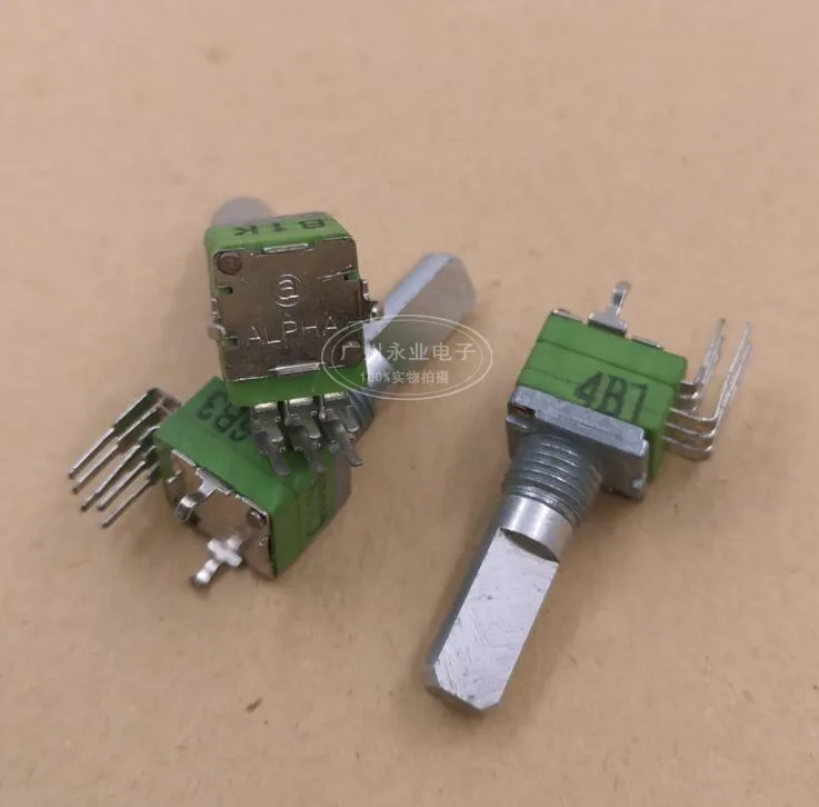 1 Piece RK097 Vertical Bent Foot Double 6 Feet Potentiometer Volume Adjustment B1K C100K Handle Length 20MMF