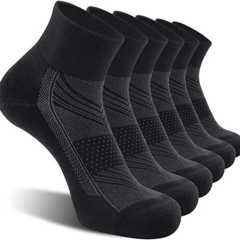 6 Pairs Cotton Men Women Socks Sports Solid Color Male's Short Sock for Cycling Breathable Mesh Ankle Casual Socks White/black