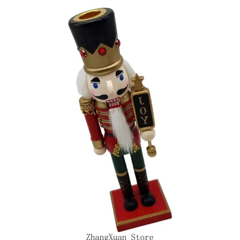Weihnachts-Nussknacker-Figur, Holzsoldat, Kerzenständer für saisonale Tischdekoration, 3 x – Detail 3