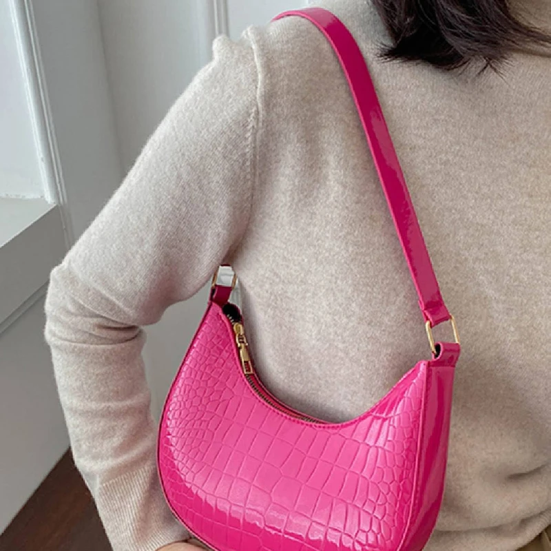 Vintage Fashionable Solid Color Niche Crescent Shoulder Bag Personalized Trend Atmosphere Underarm Versatile Luxury Bag Women