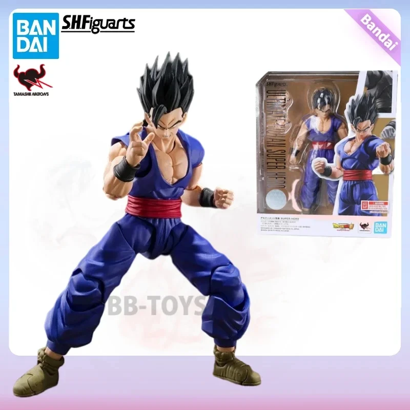 In Stock Bandai Original SHF Dragon ball ULTIMATE GOHAN SUPER HERO full action anime model kit finished toy gift for kids