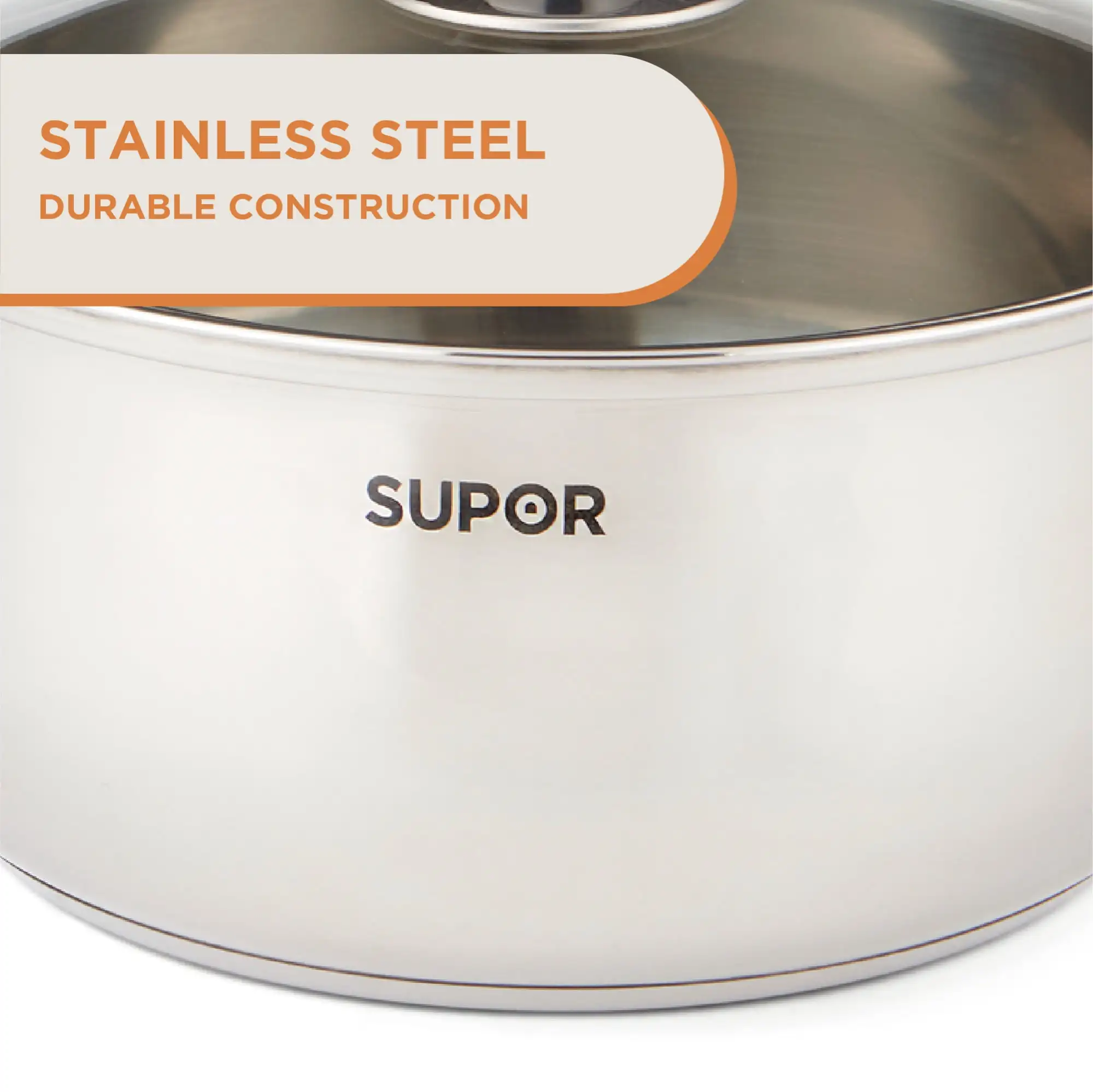 

4.3QT Stainless Steel Saucepot with Glass Lid – 22cm Saucepan for Soups, Induction Compatible, Sauces & Simmering