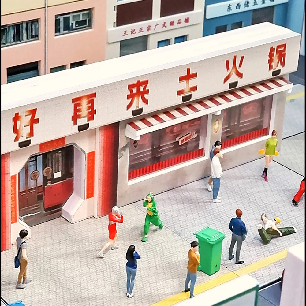 1:64 Scale Miniature Urban Street Scene Diorama with LED Lights - Realistic City Model Display, Collectible Home Decoration DIY