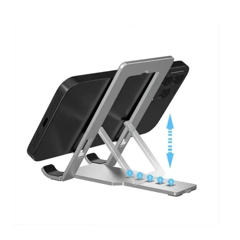 Verstellbarer Lazy Phone Stand für den Schreibtisch, neuester faltbarer Handyhalter aus Aluminiumlegierung für iPhone und iPad – Detail 5