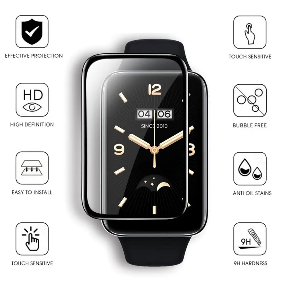 Película protectora 3D + Correa de reloj para Xiaomi Band 7 Pro, pulsera deportiva de silicona, pulsera de repuesto