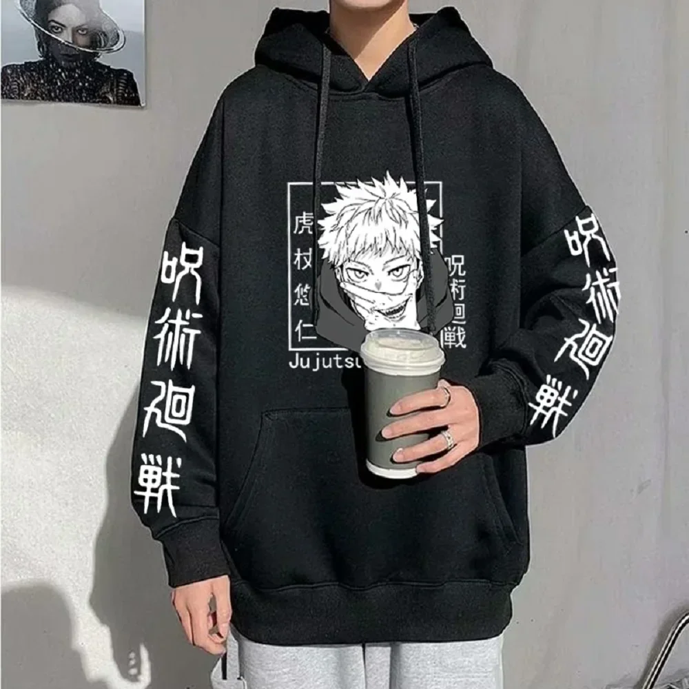 Hoody Anime Print Sweatshirts Jujutsu Kaisen Men's Hoodie Harajuku Autumn Winter Streetwear Clothes Yuji Itadori Hoodies