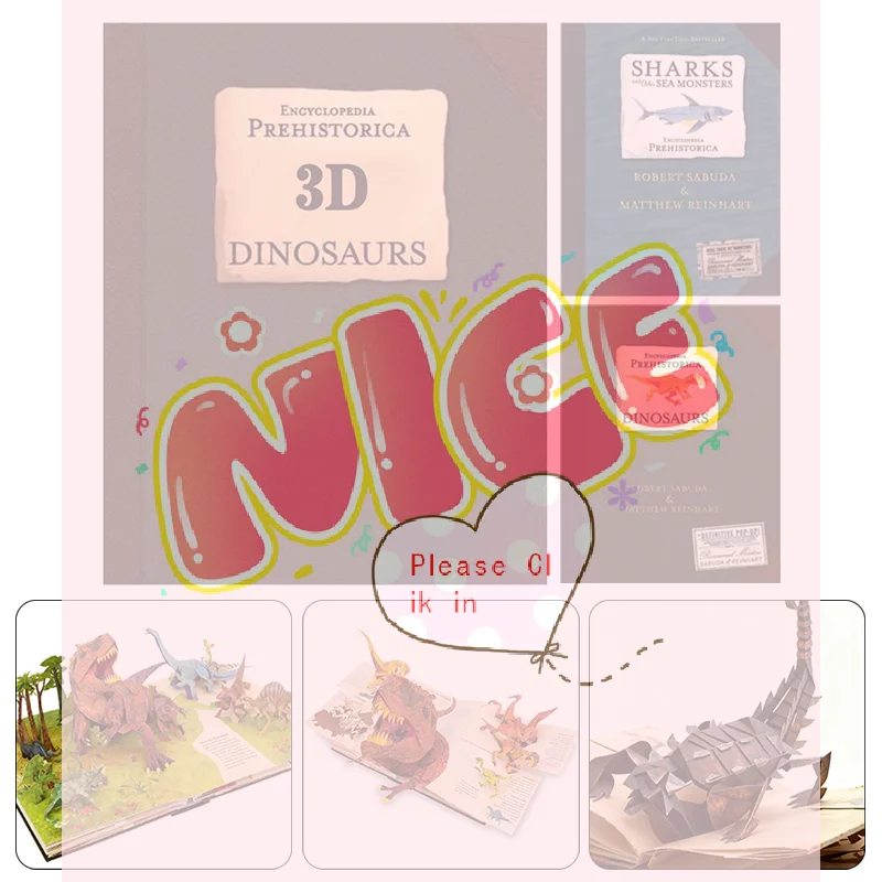 【BA】3D Encyclopedia Prehistorica Dinosaurs Folding Pop-Up Interest Dinosaur Picture Book Science Popularization Children's Gifts