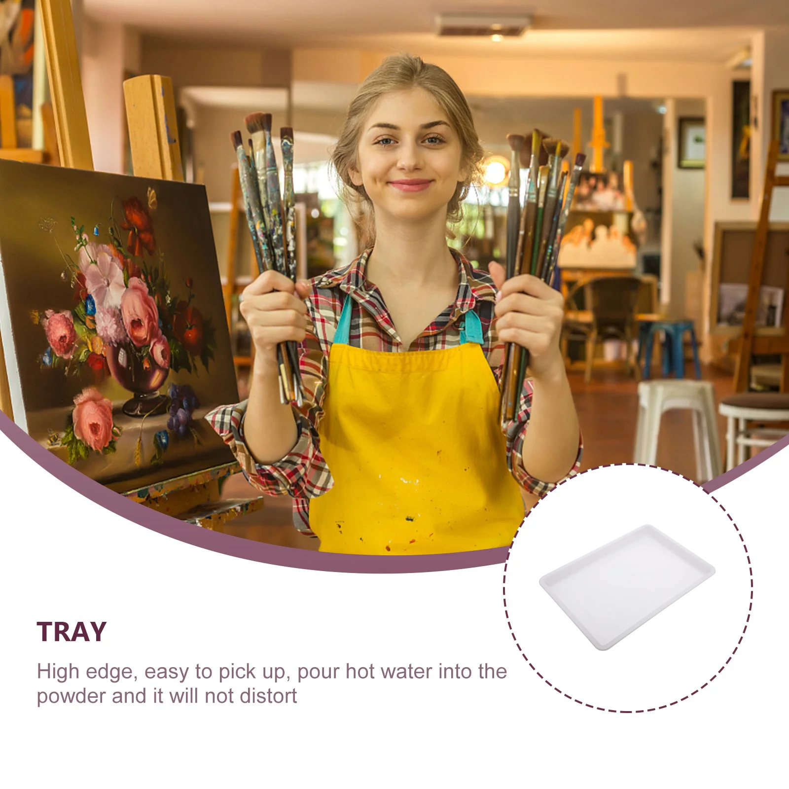 

2pcs Water Painting Trays Plastic Pigment Mixing Tray Lightweight Compact Painting Supply Art Tool For Smooth No Scratch