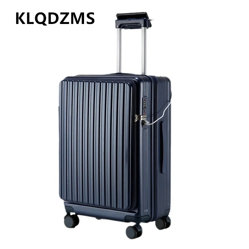 KLQDZMS USB Charging Suitcase Front Opening Boarding Case Laptop Trolley Case 20