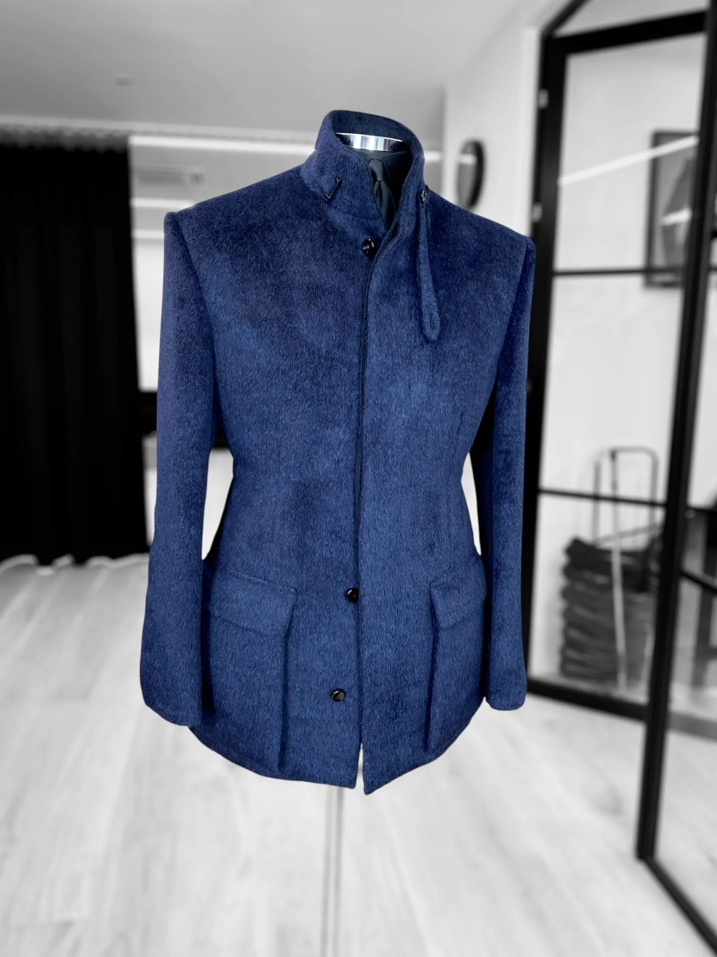 부드러운 울 남성 웨딩 턱시도 정장 신랑 의상 싱글 브레스티드 스탠드 칼라 빈티지 비즈니스 맞춤 재킷 원피스